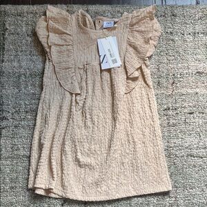 Zara Textured Cream Ruffle Dress